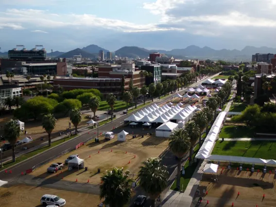 COVID-19 vaccine Point of Distribution site on UA Mall.